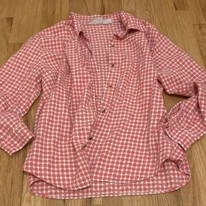 Basic Editions Red and White Button Down Shirt